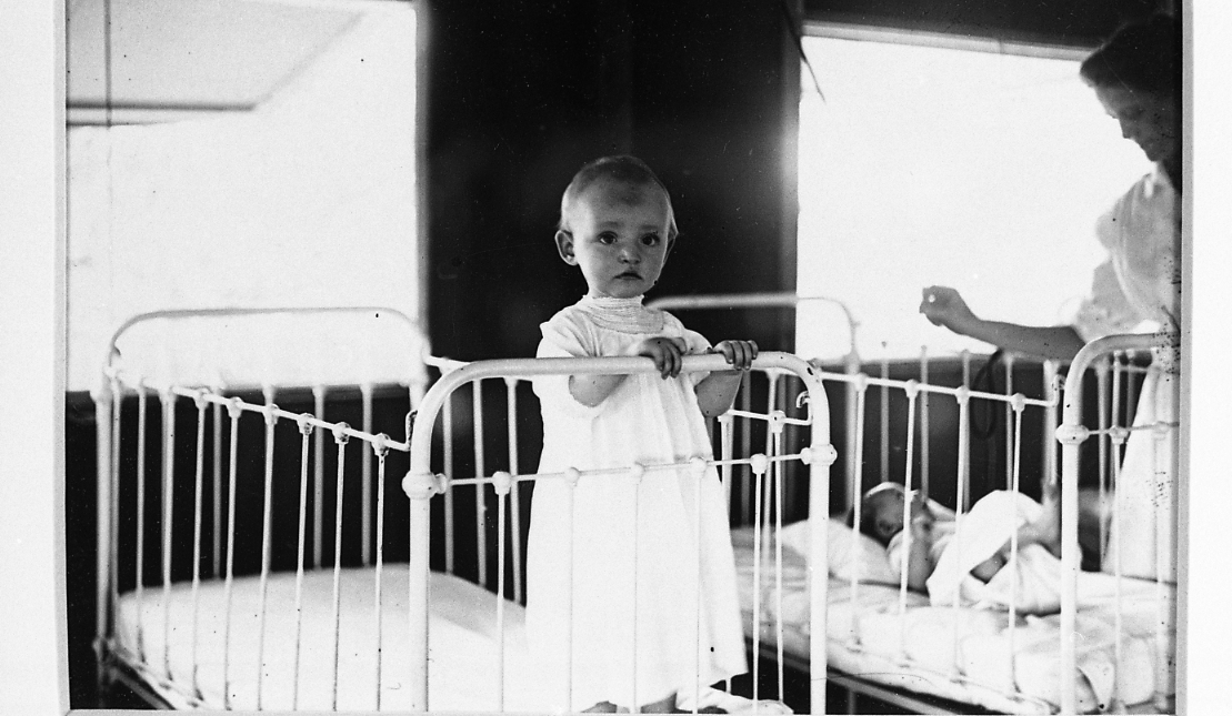 Baby in Crib at Cabot Fresh Air Clinic 1915